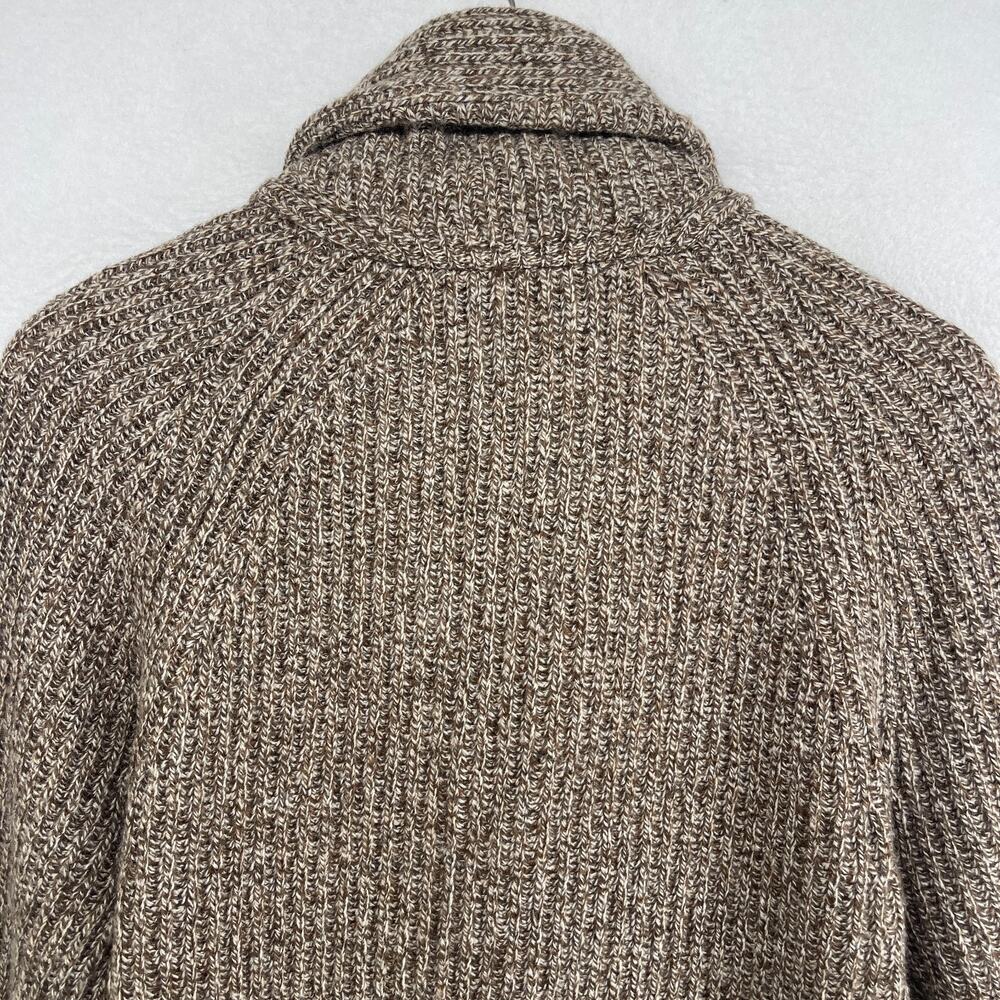 J.CREW Sweater Men S Rugged Merino Wool Blend Cardigan Ribbed Shawl Marled Brown - Picture 9 of 15
